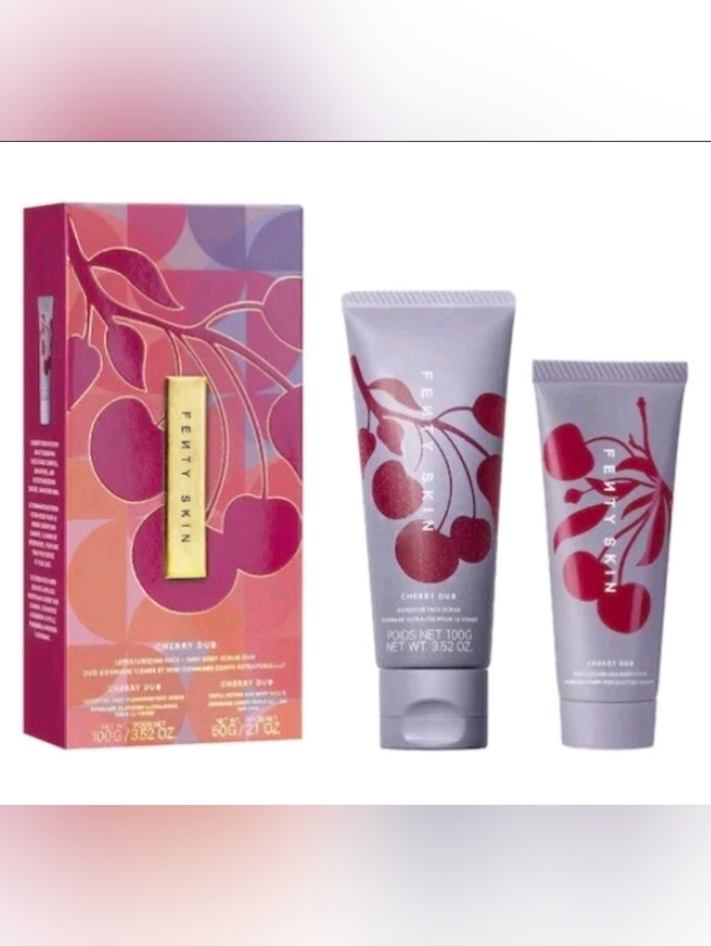 Fenty Skin Cherry Dub Retexturizing Face + Body Scrub Set NIB!